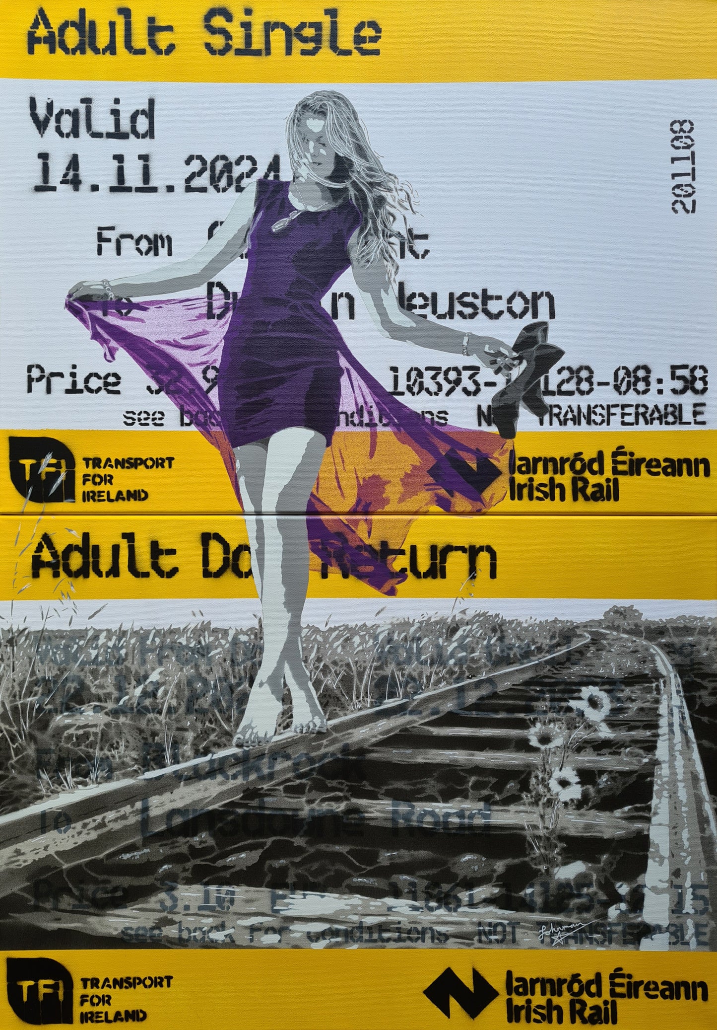 A Love of Life - two panel canvas (Irish Rail - Purple)
