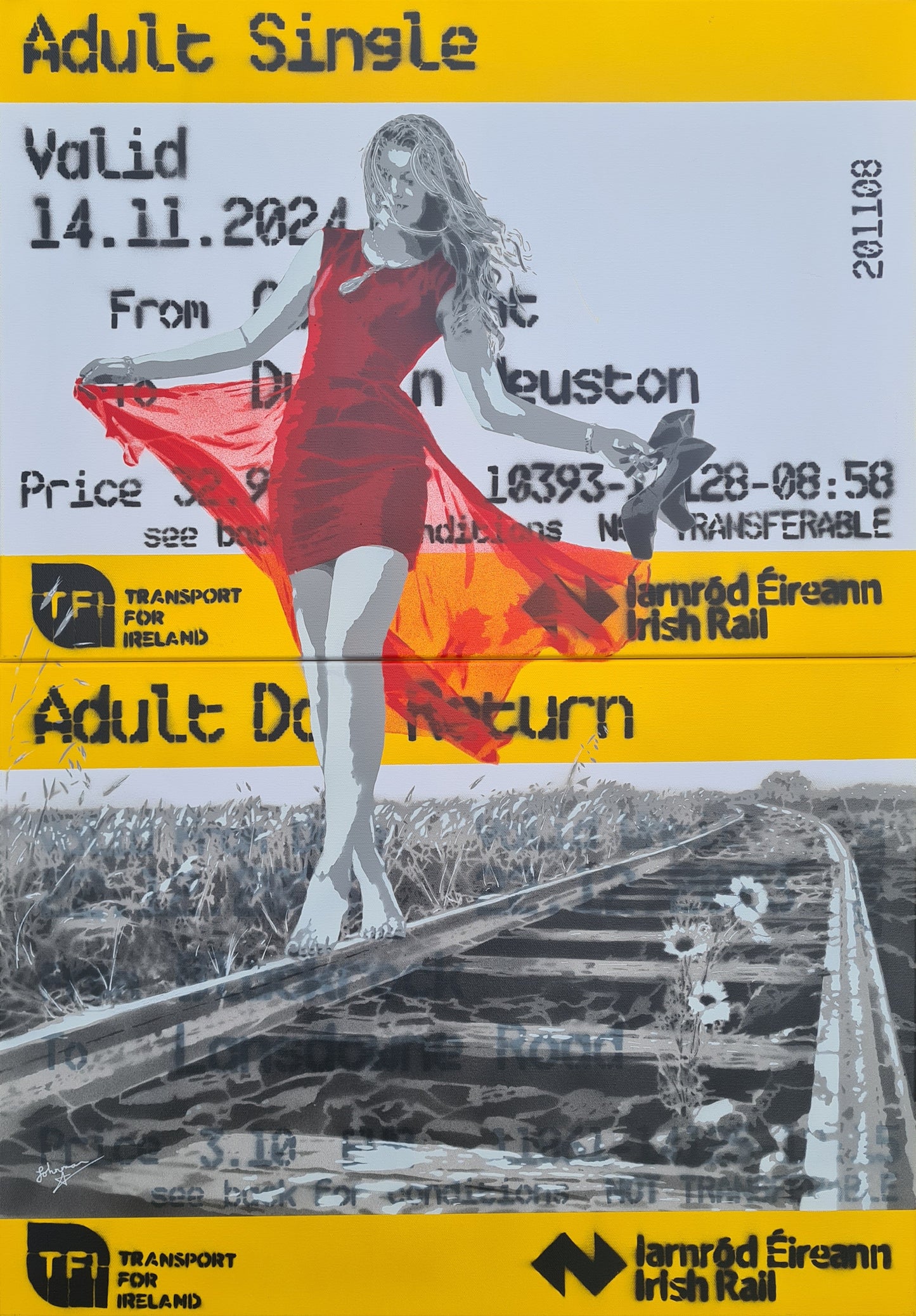 A Love of Life - two panel canvas (Irish Rail - Red)
